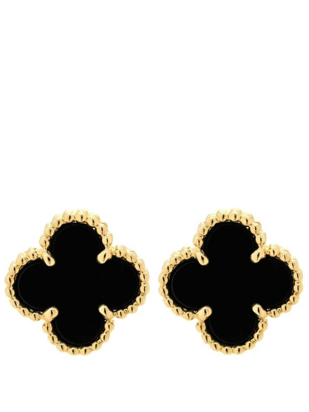 Van Cleef & Arpels Earrings Sweet Alhambra Black Yellow Gold Onyx 18k